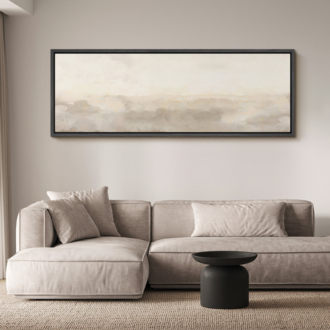 Minimal Landscape "Muted Abstract Calm & Serene Artwork, Neutral Simple Wall Pictures, Extra Large Framed Canvas Giclee Print Wall Art"
